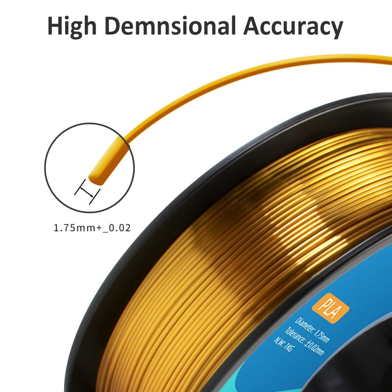 GIANTARM 3D Printer Filament, Silk Gold Pla Filament, 1Kg(2.2lbs) Spool, 1.75mm Dimension Accuracy +/- 0.03mm, 3D Printing Filament - Image 5